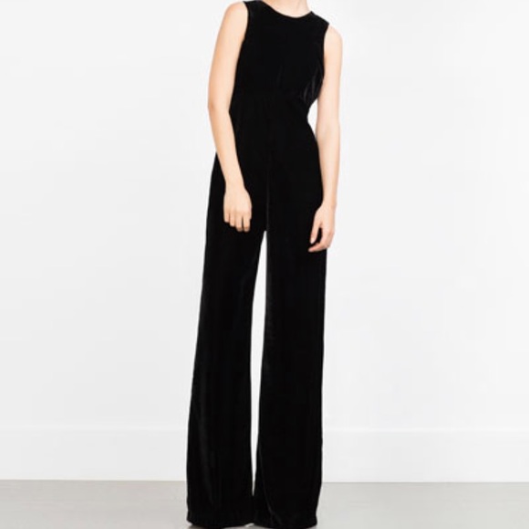 wide leg velvet jumpsuit